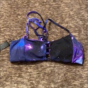 💜Hot Topic Reversible Purple Galaxy Swim Top🖤